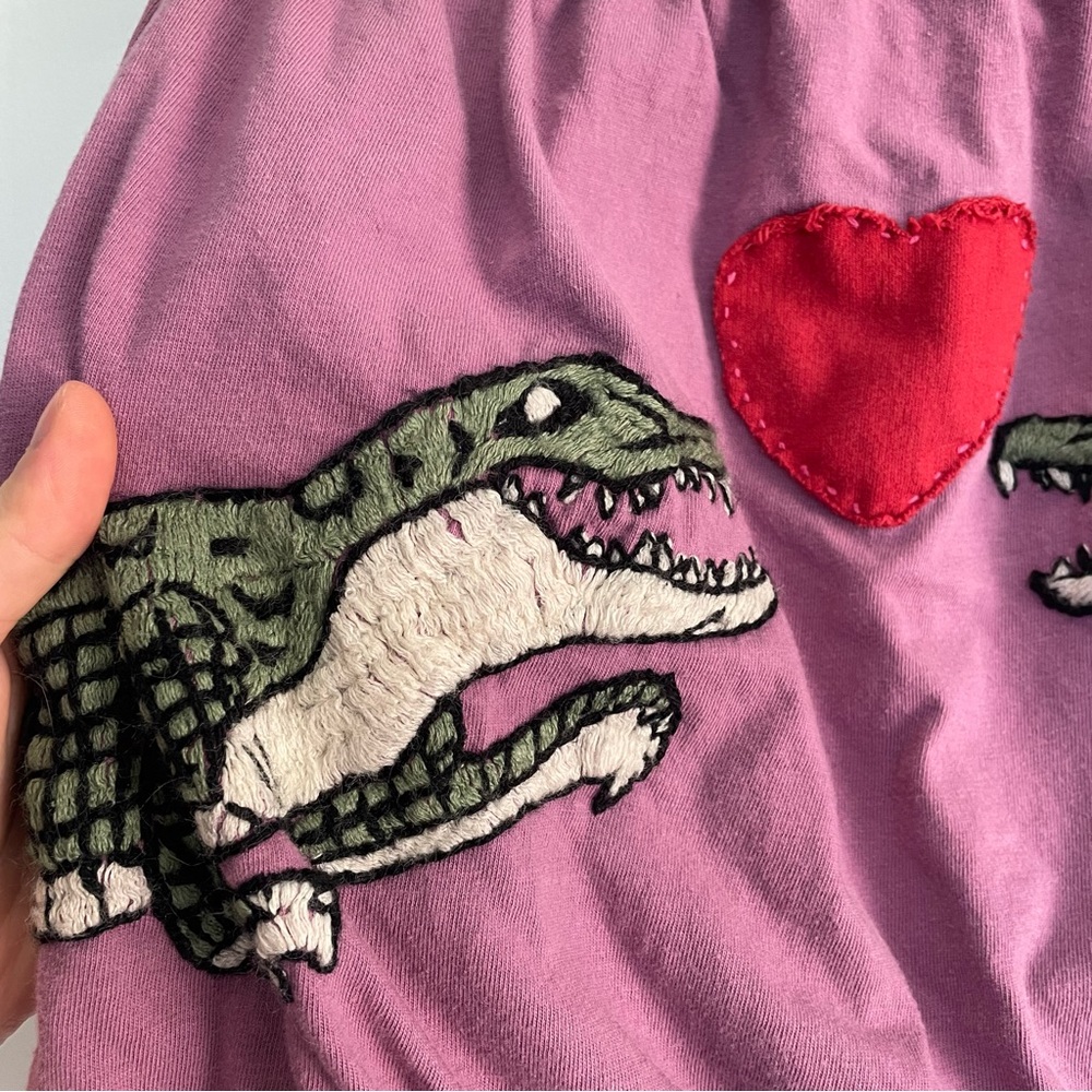 Voom by Joy Han Alligator Tube Top Vintage Croc Embroidered Purple Top Size S - Picture 4 of 9
